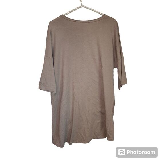 Grey Violet M Made In Italy 100% Linen Taupe Long Minimalist Tunic Top Lagenlook - Picture 2 of 6